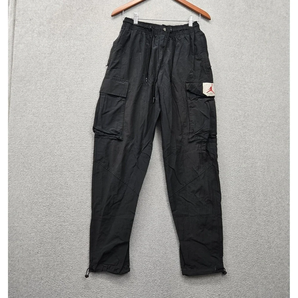 Jordan Men Activewear Pants M Black Flight Woven Cargo Straight 31